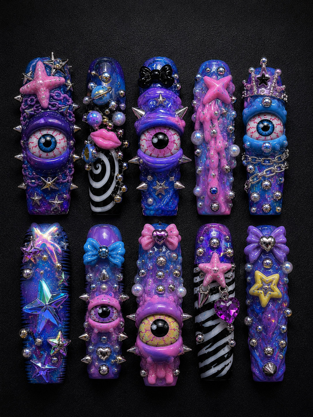 Mutant Pop Press-On Nails handmade Mutant Play press-on nail set