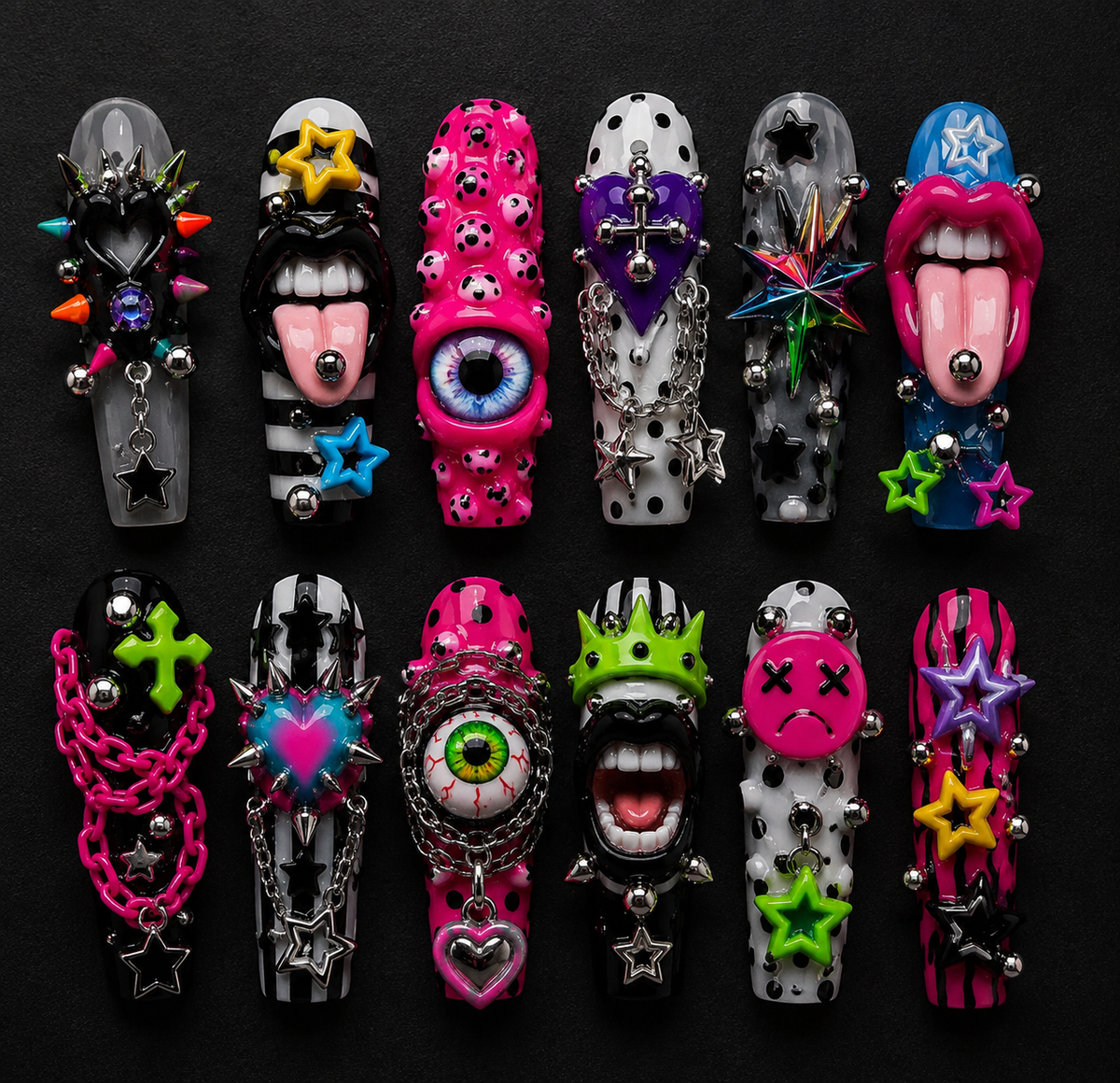 Candy Creature Press-On Nails handmade Mutant Play press-on nail set