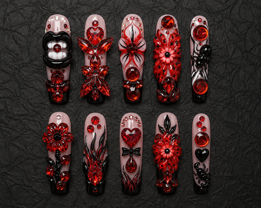 Afterdark Bloom Press-On Nails handmade NOCTURNA press-on nail set