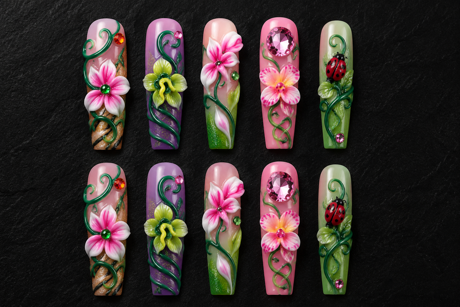 Vineblush Meadow Press-On Nails handmade Magical Garden press-on nail set