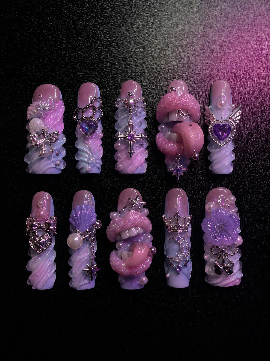 Creature Crush Press-On Nails handmade Mutant Play press-on nail set