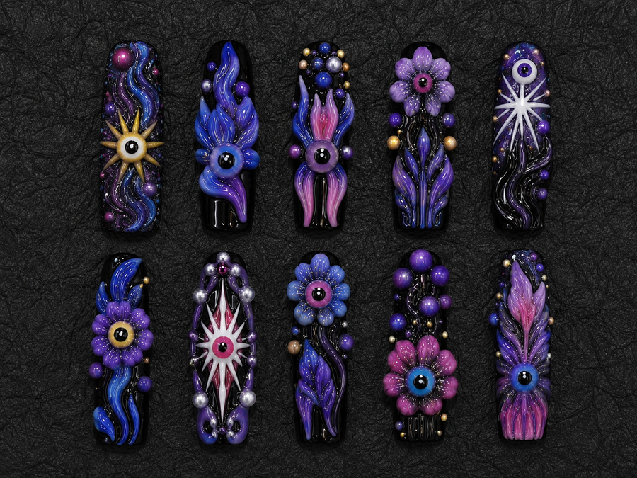 Velvet Eclipse Press-On Nails handmade NOCTURNA press-on nail set