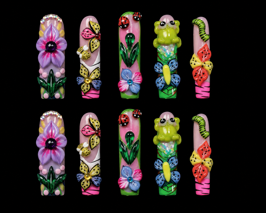 Petal Sprite Press-On Nails handmade Magical Garden press-on nail set