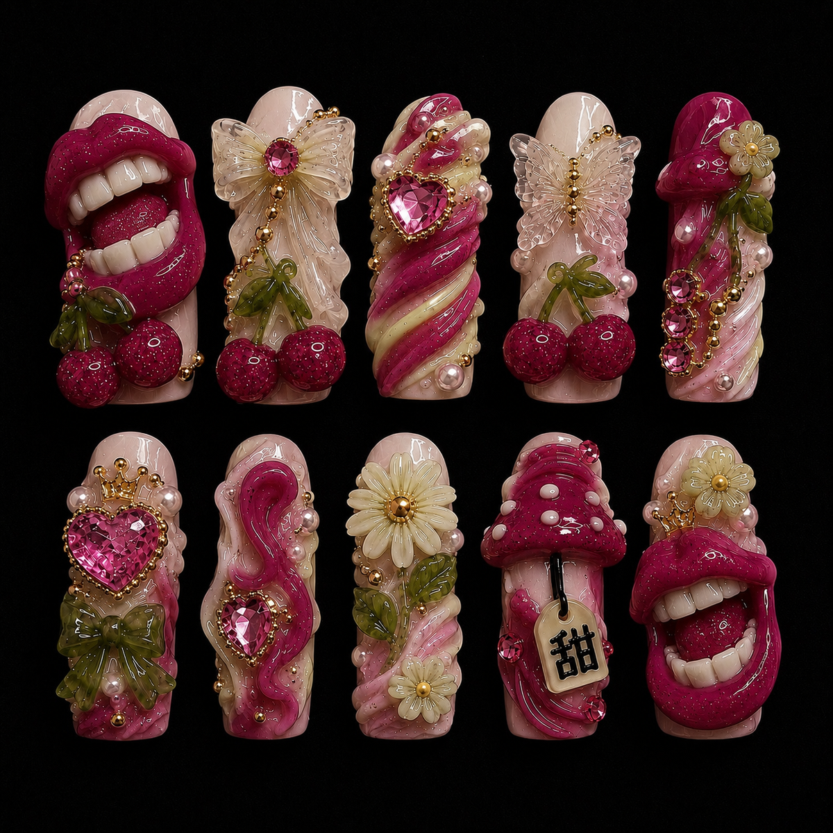Wildflower Charm Press-On Nails handmade Magical Garden press-on nail set