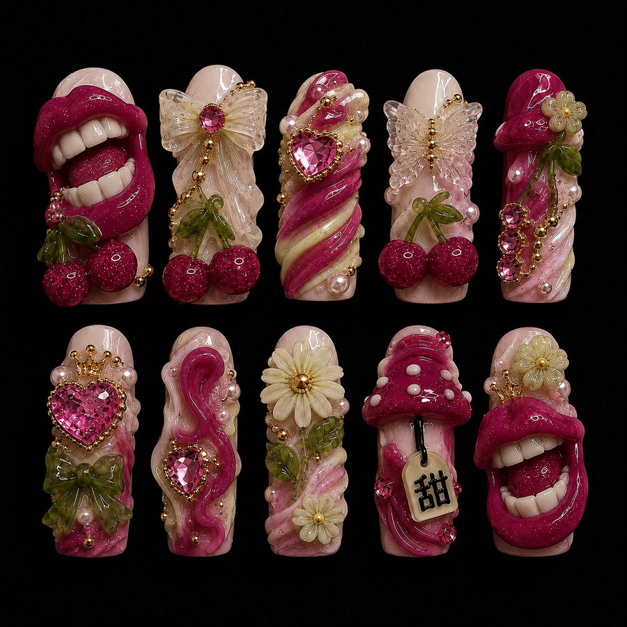 Wildflower Charm Press-On Nails handmade Magical Garden press-on nail set