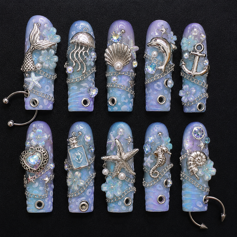 Liquid Signal Press-On Nails handmade The Lab press-on nail set