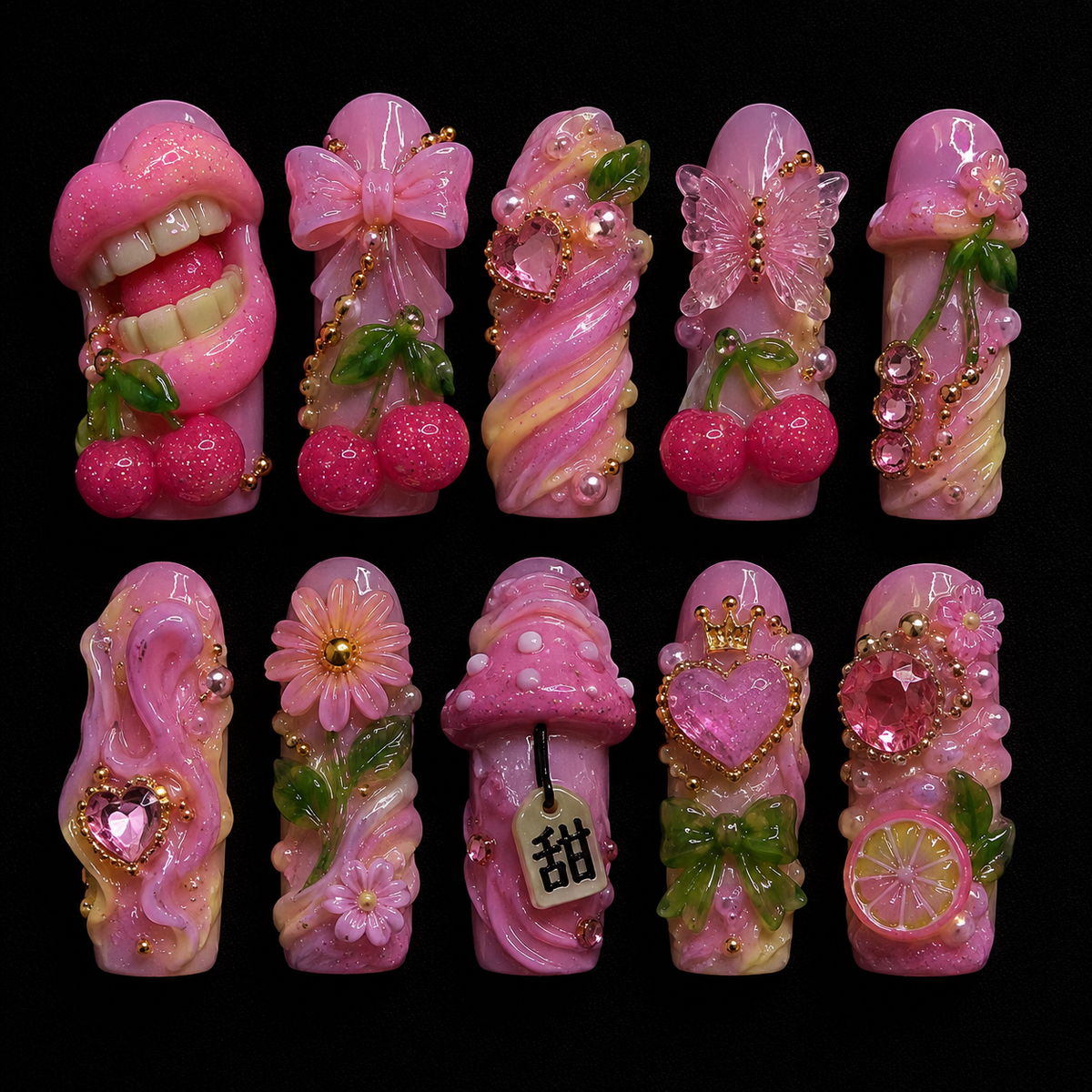 Butterfly Grove Press-On Nails handmade Magical Garden press-on nail set