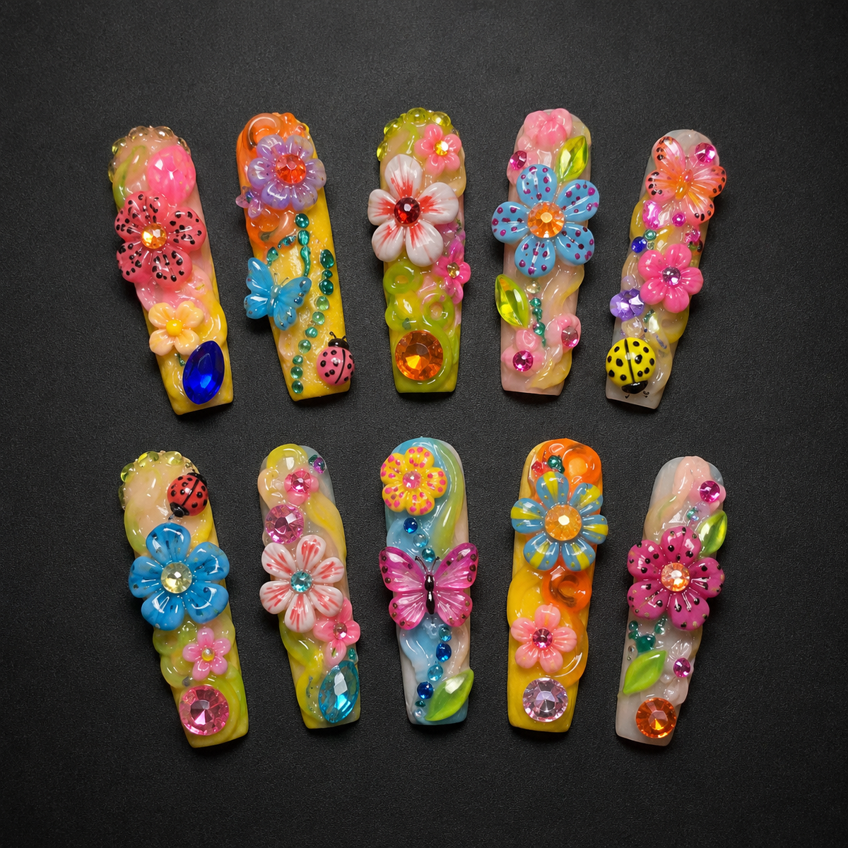 Enchanted Bloom Press-On Nails handmade Magical Garden press-on nail set