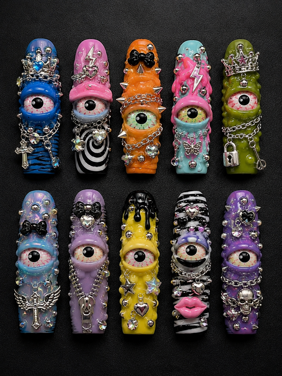 Bubble Monster Press-On Nails handmade Mutant Play press-on nail set