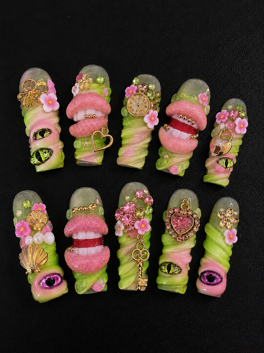 Electric Charm Press-On Nails handmade Mutant Play press-on nail set
