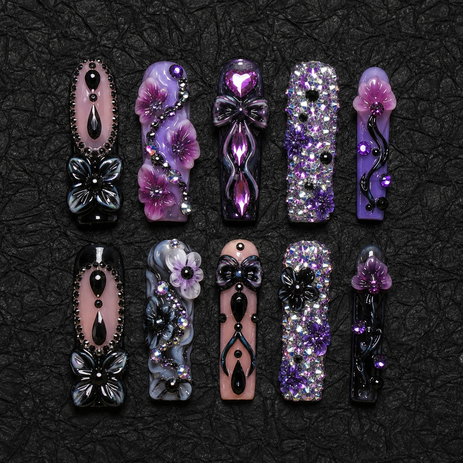 Gothic Halo Press-On Nails handmade NOCTURNA press-on nail set