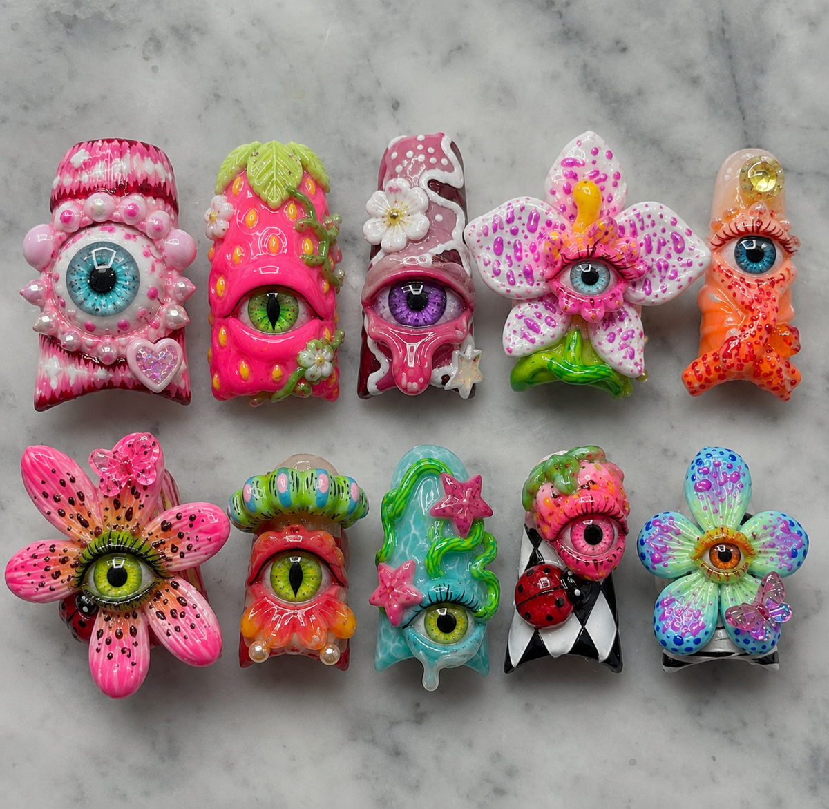 Candy Glitch Press-On Nails handmade Mutant Play press-on nail set