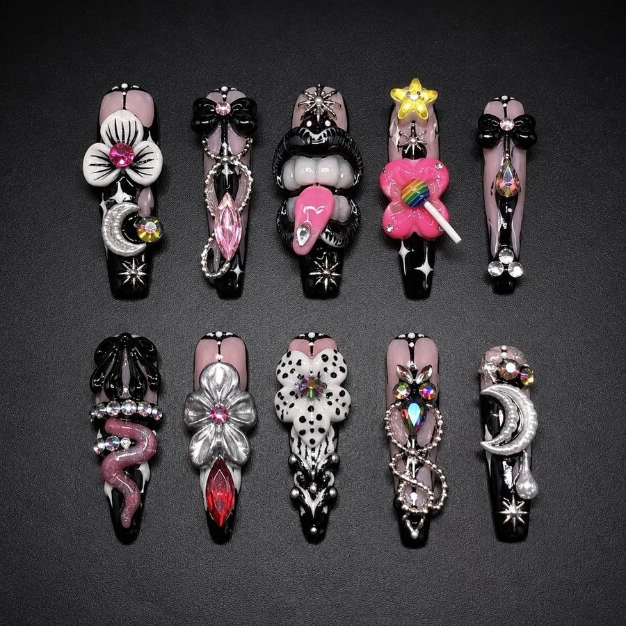 Nocturne Charm Press-On Nails handmade NOCTURNA press-on nail set