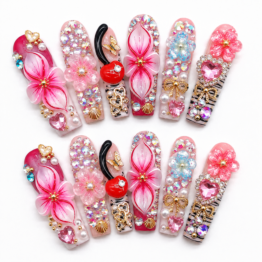 Fairy Orchard Press-On Nails handmade Magical Garden press-on nail set
